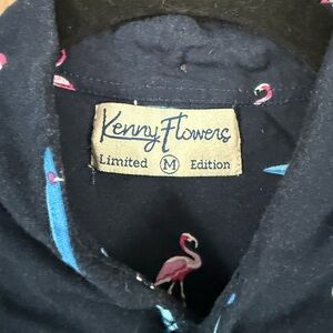 Kenny Flower Navy Flaming Shirt Medium short sleeve